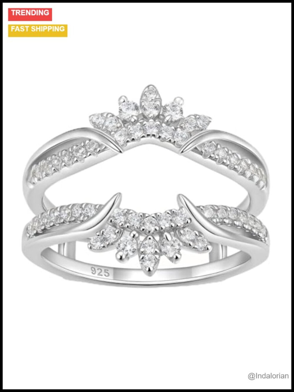 Vintage Cubic Zirconia Ring Enhancer in 925 Sterling Silver